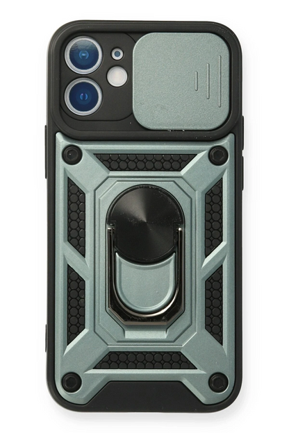 iPhone 11 Kılıf Pars Lens Yüzüklü Silikon - Yeşil