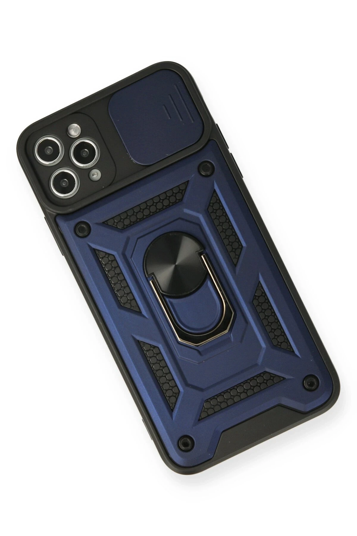 iPhone 11 Pro Kılıf Pars Lens Yüzüklü Silikon - Lacivert