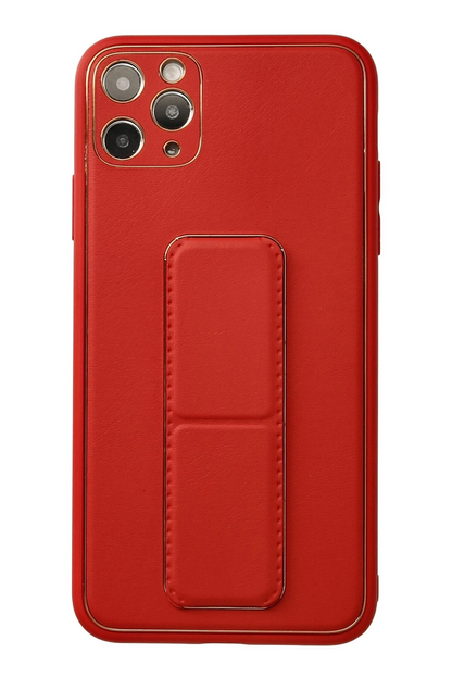iPhone 11 Pro Max Kılıf Coco Deri Standlı Kapak - Kırmızı