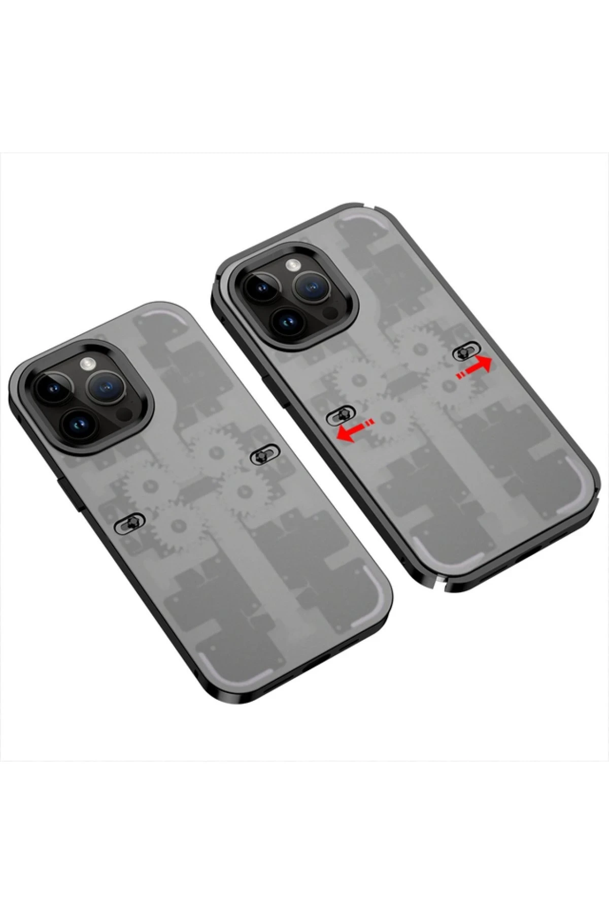 iPhone 13 Pro Kılıf Mekanik Bumper Kapak - Siyah
