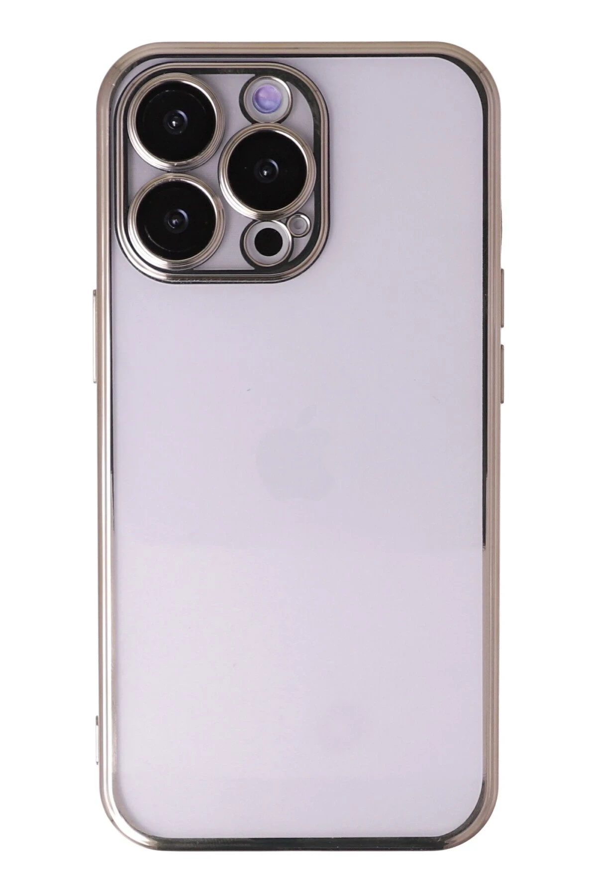 iPhone 13 Pro Max Kılıf Lensli Silikon - Gold
