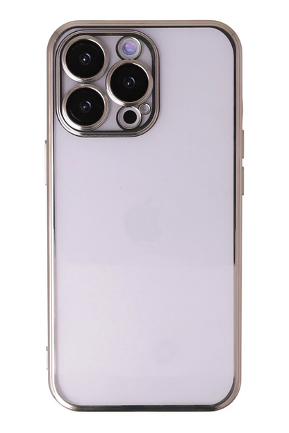 iPhone 13 Pro Max Kılıf Lensli Silikon - Gold