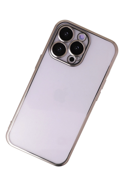 iPhone 13 Pro Max Kılıf Lensli Silikon - Gold