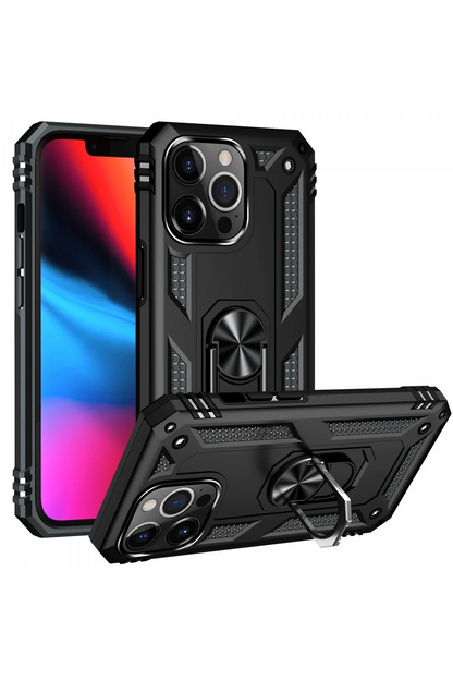 iPhone 13 Pro Max Kılıf Sofya Yüzüklü Silikon Kapak - Siyah