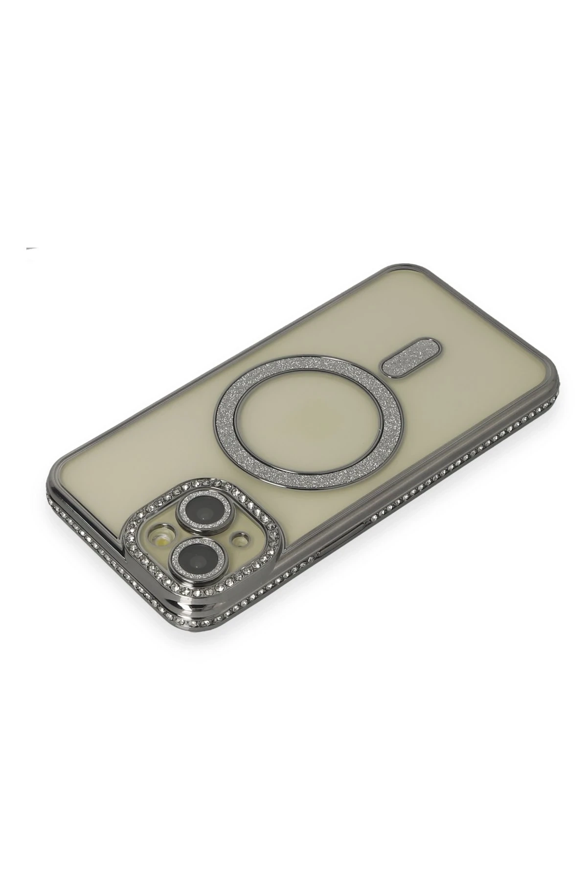 iPhone 14 Kılıf Joke Simli Magneticsafe Kılıf - Gri