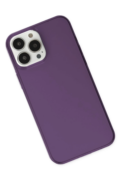 iPhone 14 Pro Kılıf Pc Sert Şeffaf Kapak - Mor