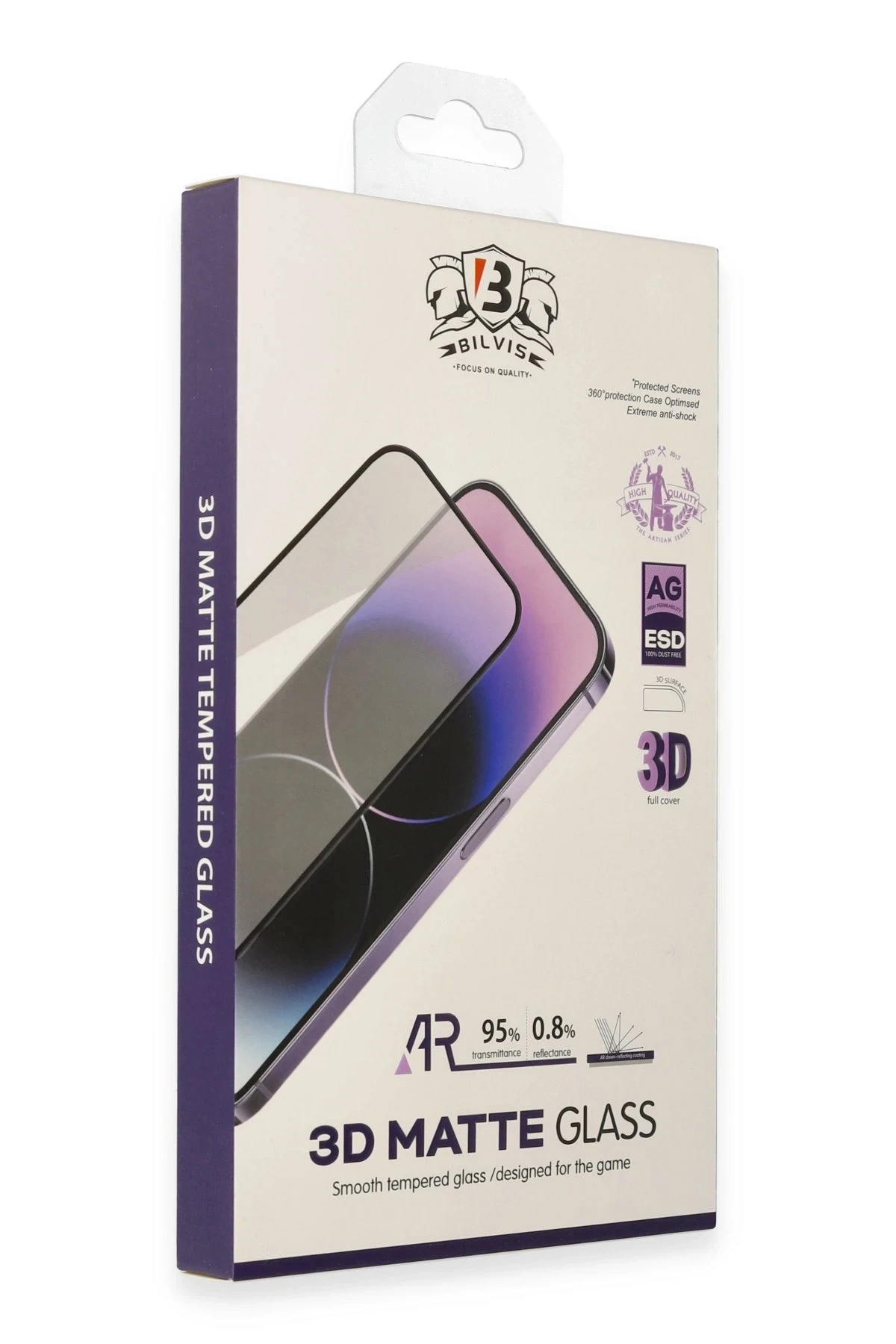 iPhone 14 Pro Max Bilvis 3D Mat Cam Ekran Koruyucu
