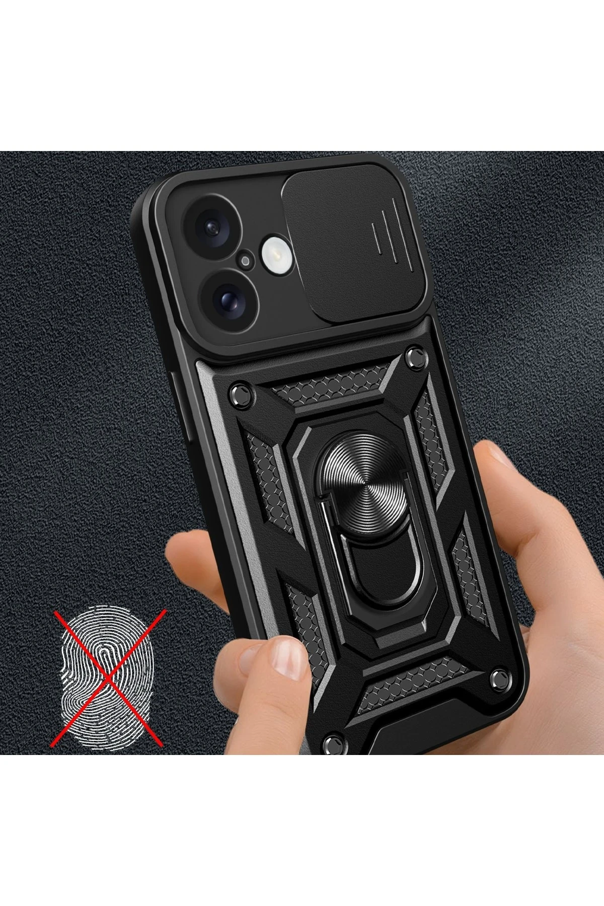 iPhone 16 Kılıf Pars Lens Yüzüklü Silikon - Kırmızı