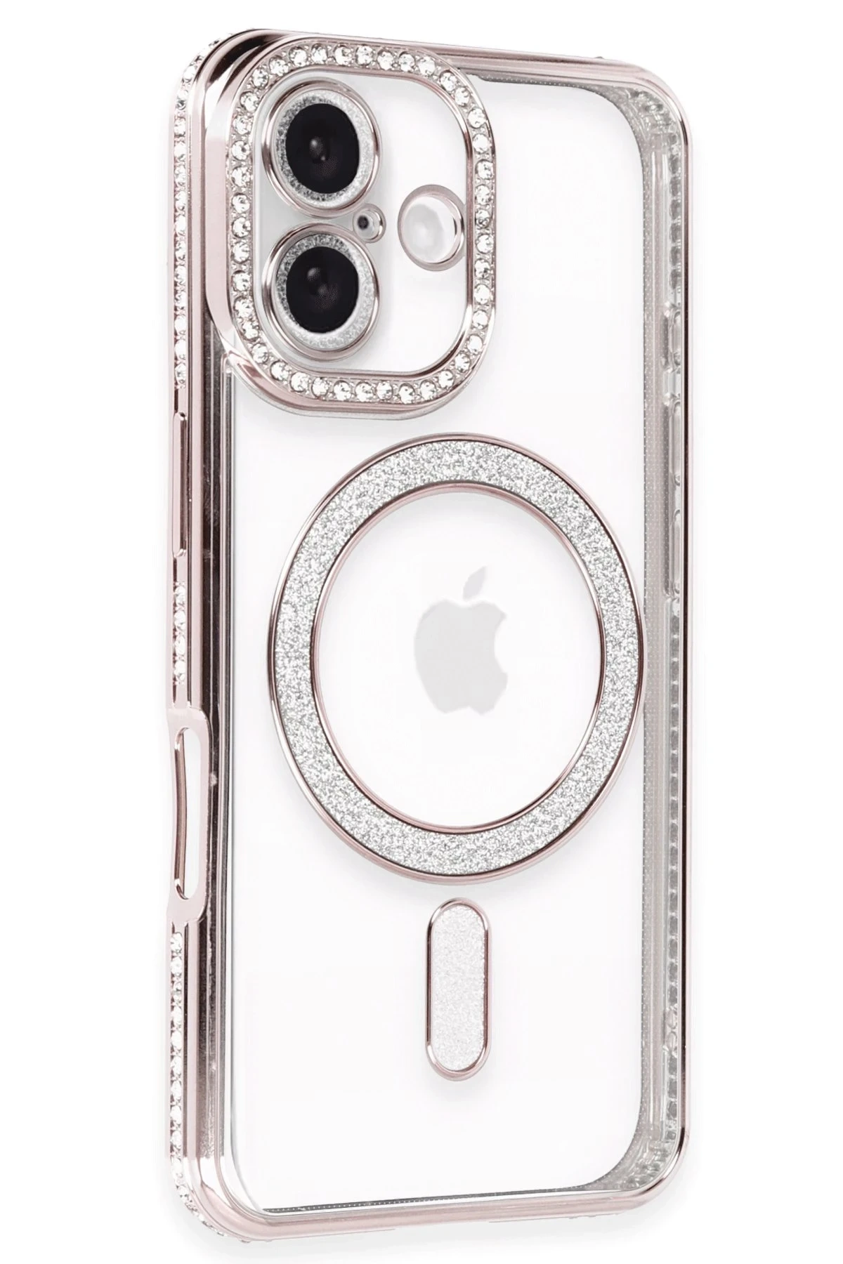 iPhone 16 Plus Kılıf Joke Simli Magneticsafe Kılıf - Pembe
