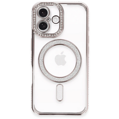 iPhone 16 Plus Kılıf Joke Simli Magneticsafe Kılıf - Pembe