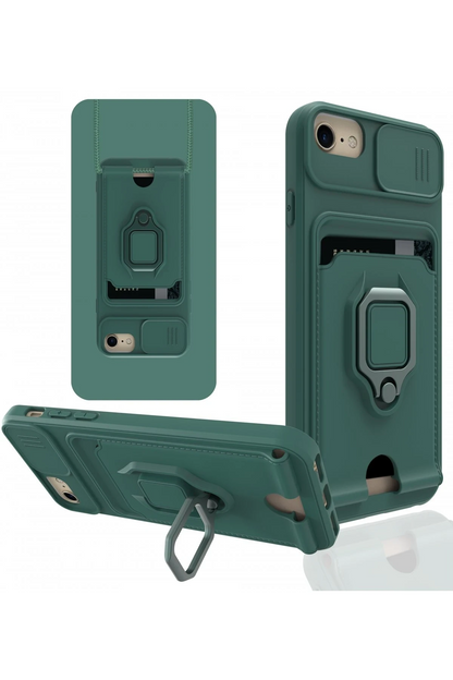 iPhone 7 Kılıf Zuma Kartvizitli Yüzüklü Silikon - Yeşil