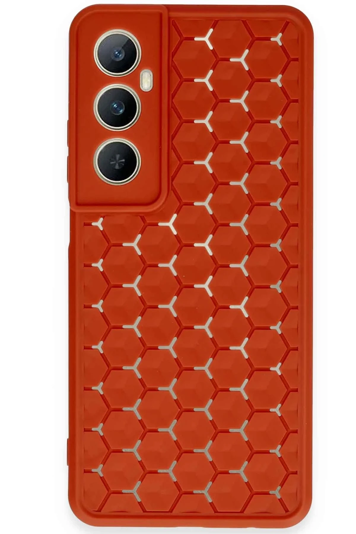 Realme C65 Kılıf Petek Silikon Kapak - Kırmızı