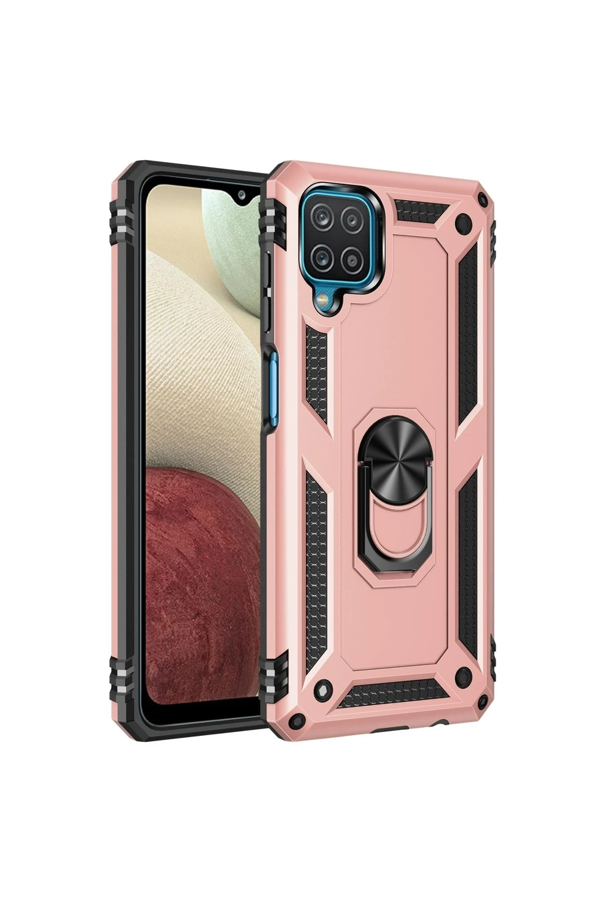 Samsung Galaxy A22 Kılıf Sofya Yüzüklü Silikon Kapak - Rose