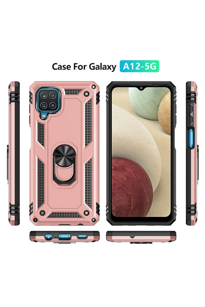 Samsung Galaxy A22 Kılıf Sofya Yüzüklü Silikon Kapak - Rose