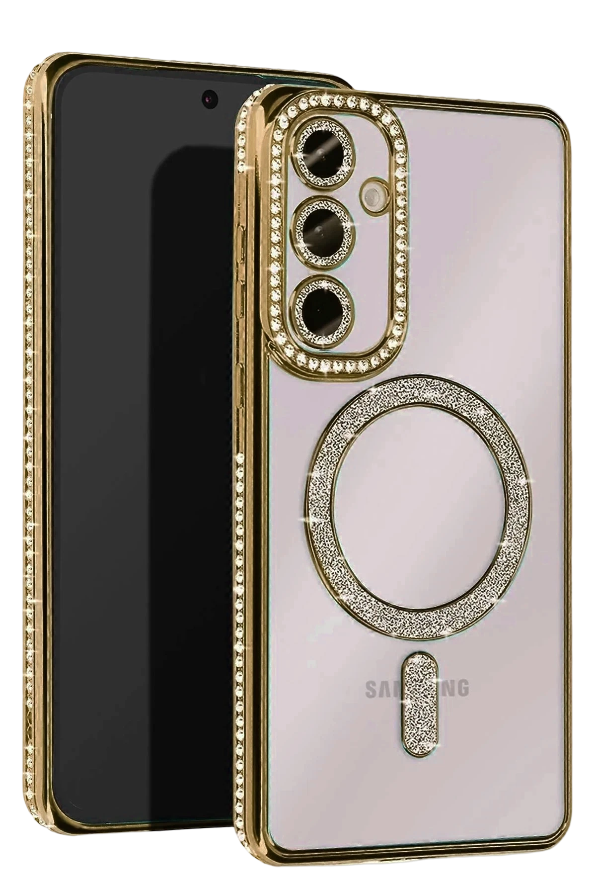 Samsung Galaxy A35 5G Joke Simli Magneticsafe Kılıf - Gold