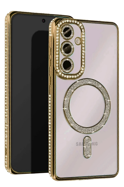 Samsung Galaxy A35 5G Joke Simli Magneticsafe Kılıf - Gold