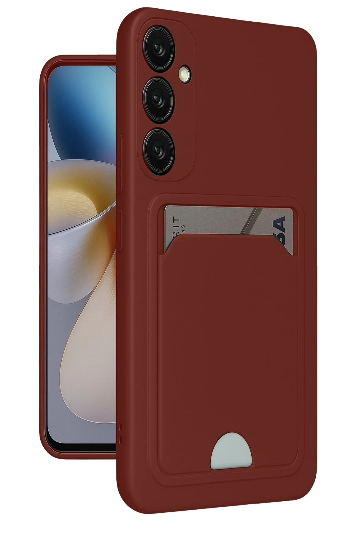 Samsung Galaxy A55 5G Kılıf Kelvin Kartvizitli Silikon - Bordo