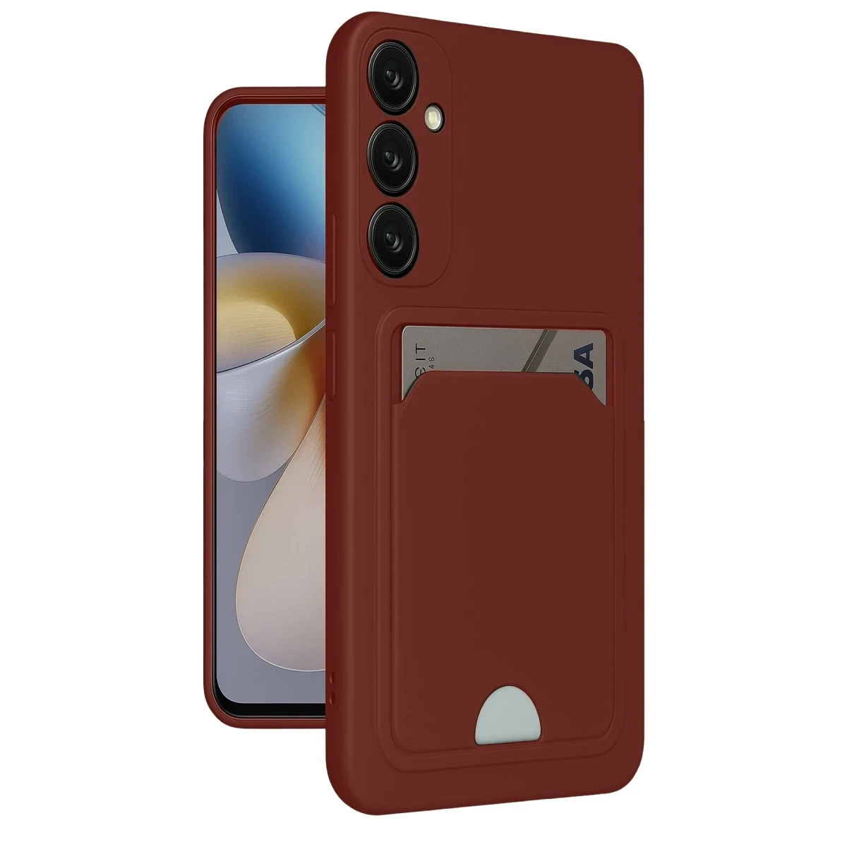 Samsung Galaxy A55 5G Kılıf Kelvin Kartvizitli Silikon - Bordo