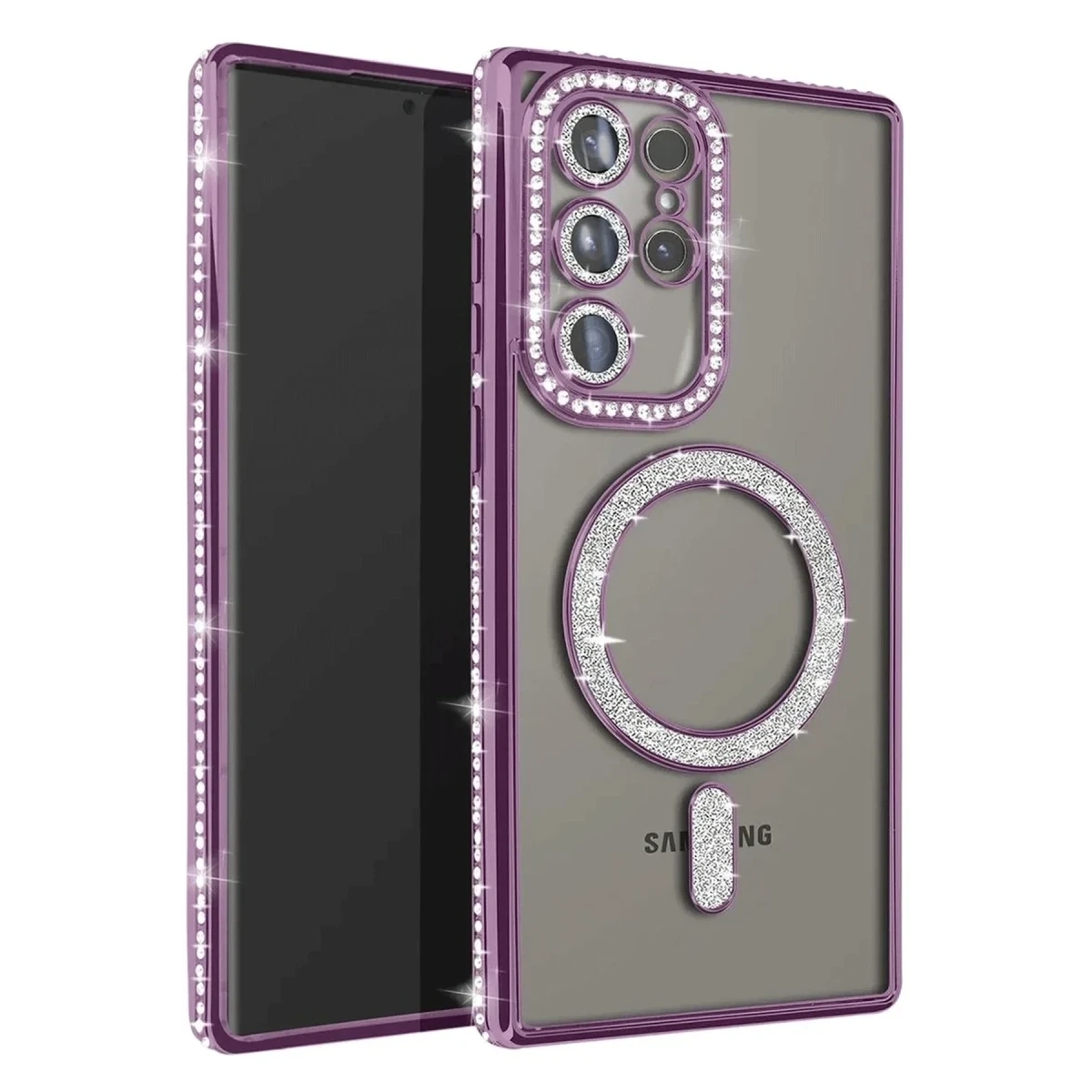 Samsung Galaxy S23 Ultra Joke Simli Magneticsafe Kılıf - Derin Mor
