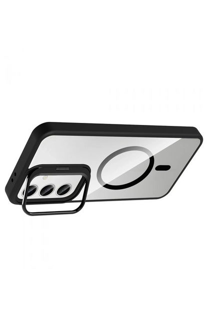 Samsung Galaxy S24 FE Remim Lensli Magsafe Standlı Kapak - Siyah