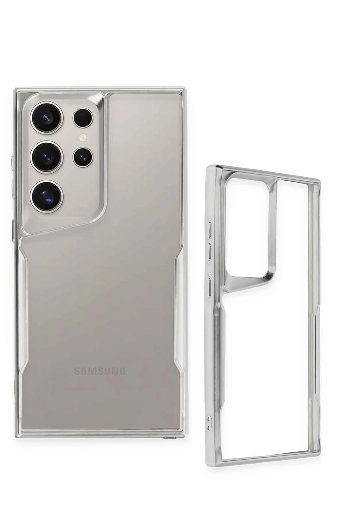 Samsung Galaxy S24 Ultra Kılıf Boyi Silikon Kapak - Gümüş