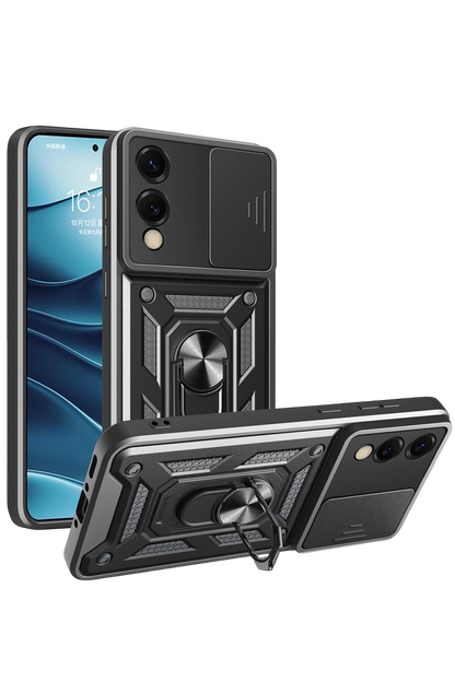 Samsung Galaxy S25 Edge Pars Lens Yüzüklü Silikon - Siyah