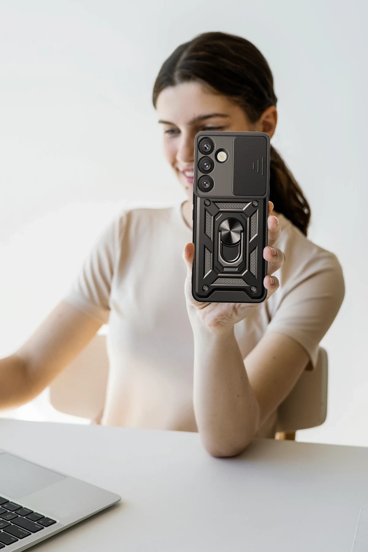 Samsung Galaxy S25 FE Pars Lens Yüzüklü Silikon - Yeşil