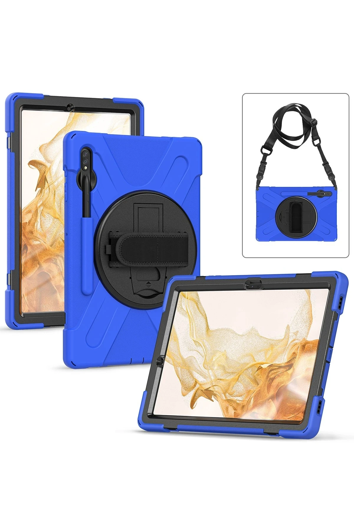 Samsung Galaxy T737 Tab S7 FE 12.4 Kılıf Amazing Tablet Kapak - Mavi