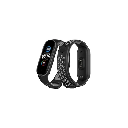 Mi Band 7 Spor Delikli Kordon - Siyah-Gri