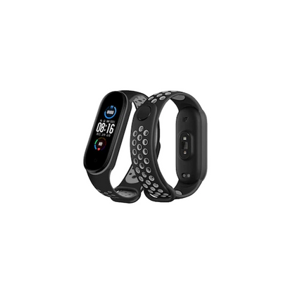 Mi Band 7 Spor Delikli Kordon - Siyah-Gri