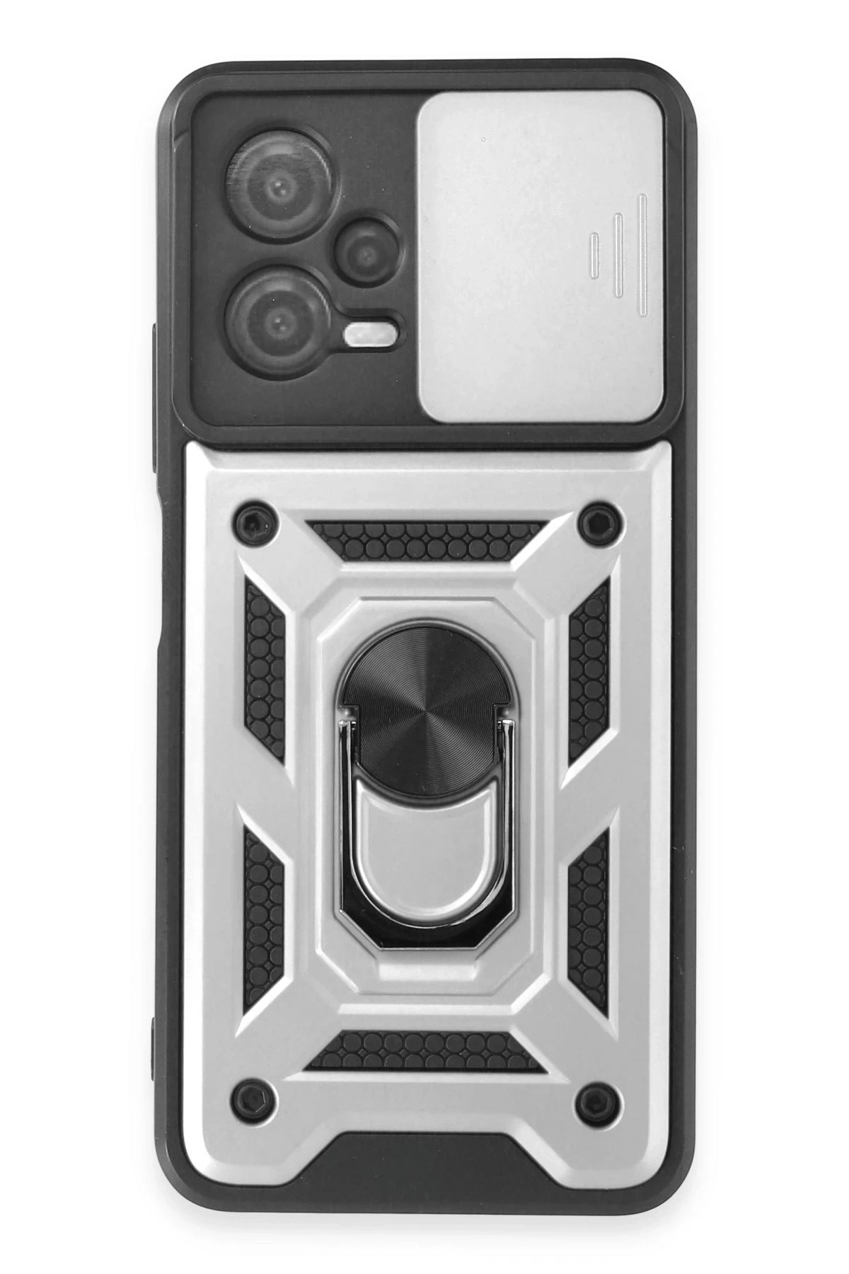 Redmi Note 12 5G Kılıf Pars Lens Yüzüklü Silikon - Gümüş