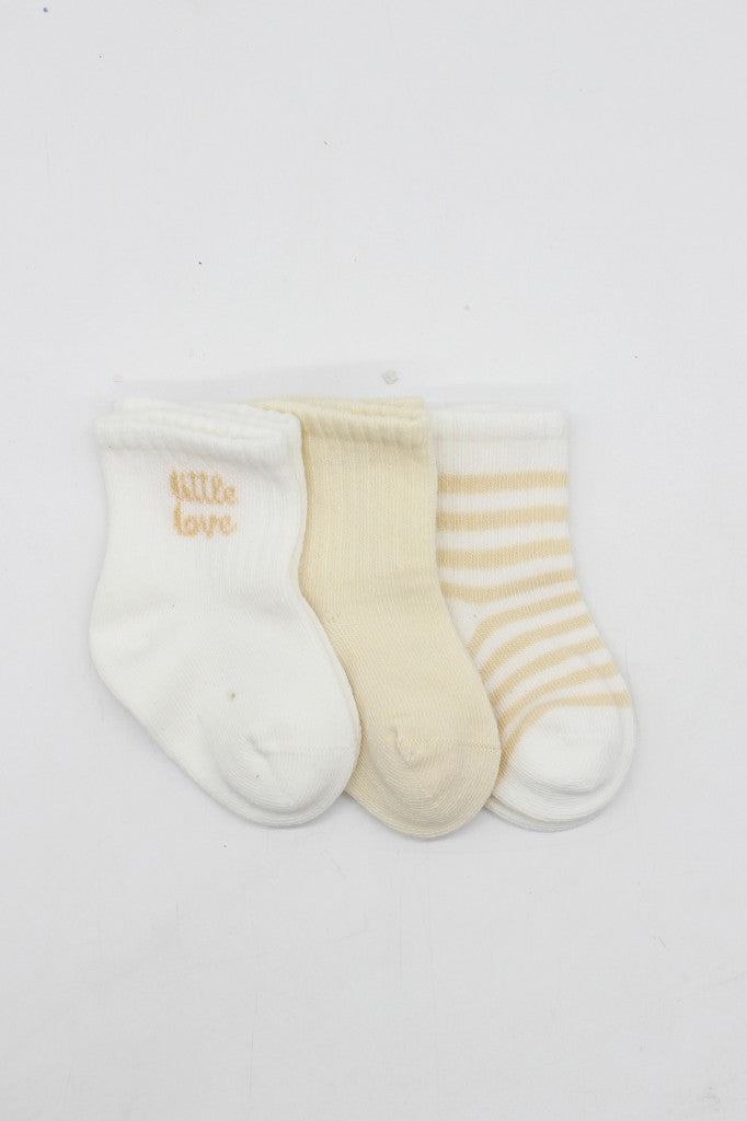 Little Love Girl 3'lü Penye Soket Çorap 10137 Ekru