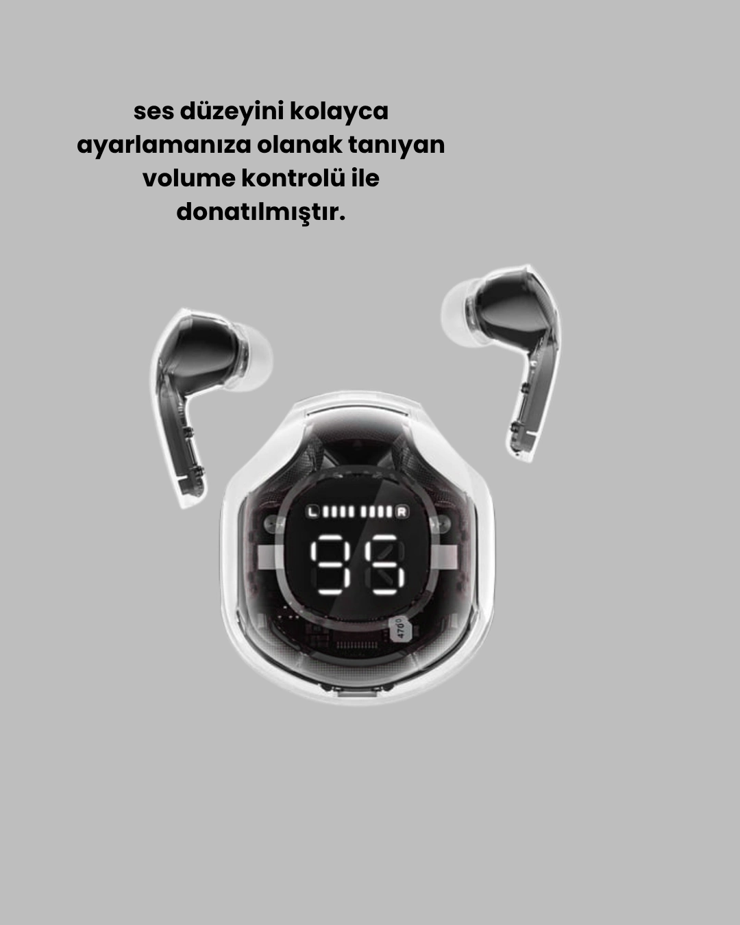 Bluetooth 5.3 Kablosuz Kulaklık 30mm Sürücü Led Ekranlı Mikrofonlu