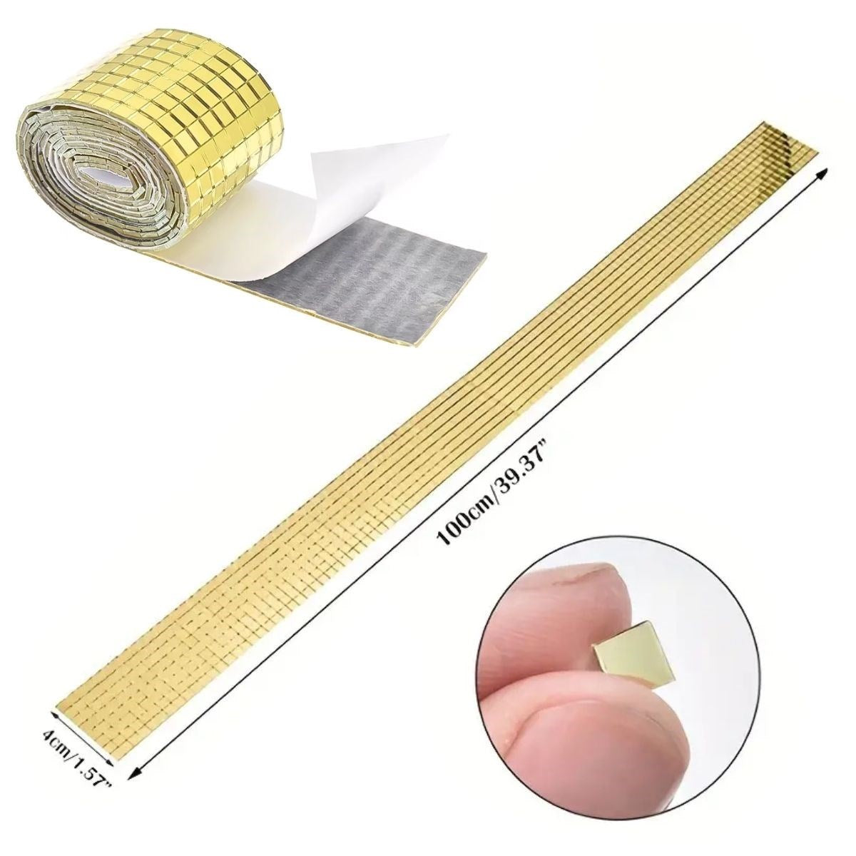 1 Metre Uzunluğunda Gold Renk Aynalı Mozaik Taşlı Dekor Bandı 4 cm x 1 mt (5643)