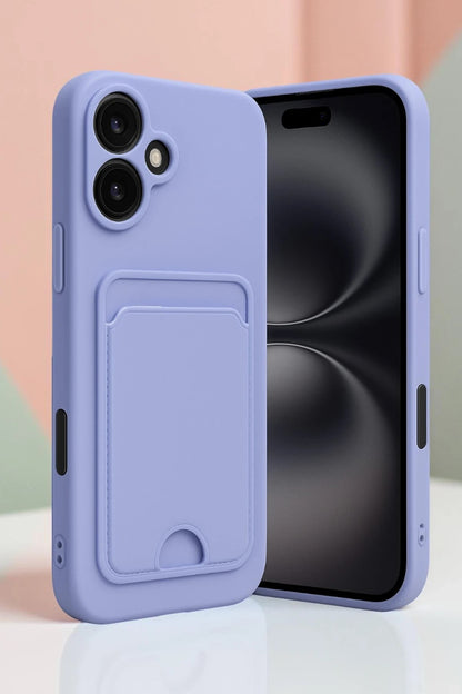 iPhone 16 Kılıf Kelvin Kartvizitli Silikon - Lila