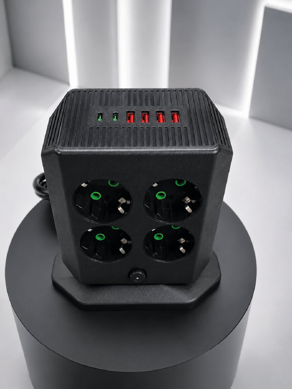Dikey Priz Kulesi 8 AC Priz 4 USB 2 Type-C Çocuk Korumalı Güç Dağıtıcı