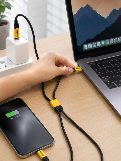 3'lü Şarj Kablosu Hızlı Şarj Destekli Dayanıklı Örgü USB Kablo