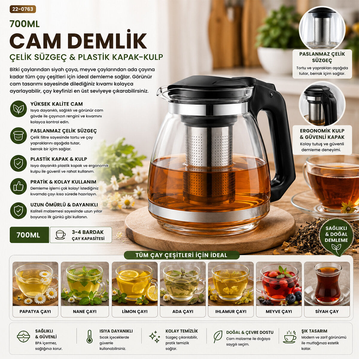 CAM DEMLİK 700ML (5643)