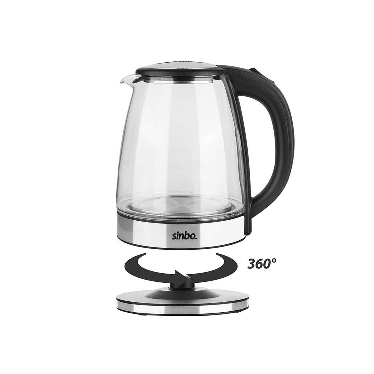 Cam - Ledli Kettle 1.8LT Gizli Rezistans - Kablosuz 360 Derece Gövde 1500W SK-8033