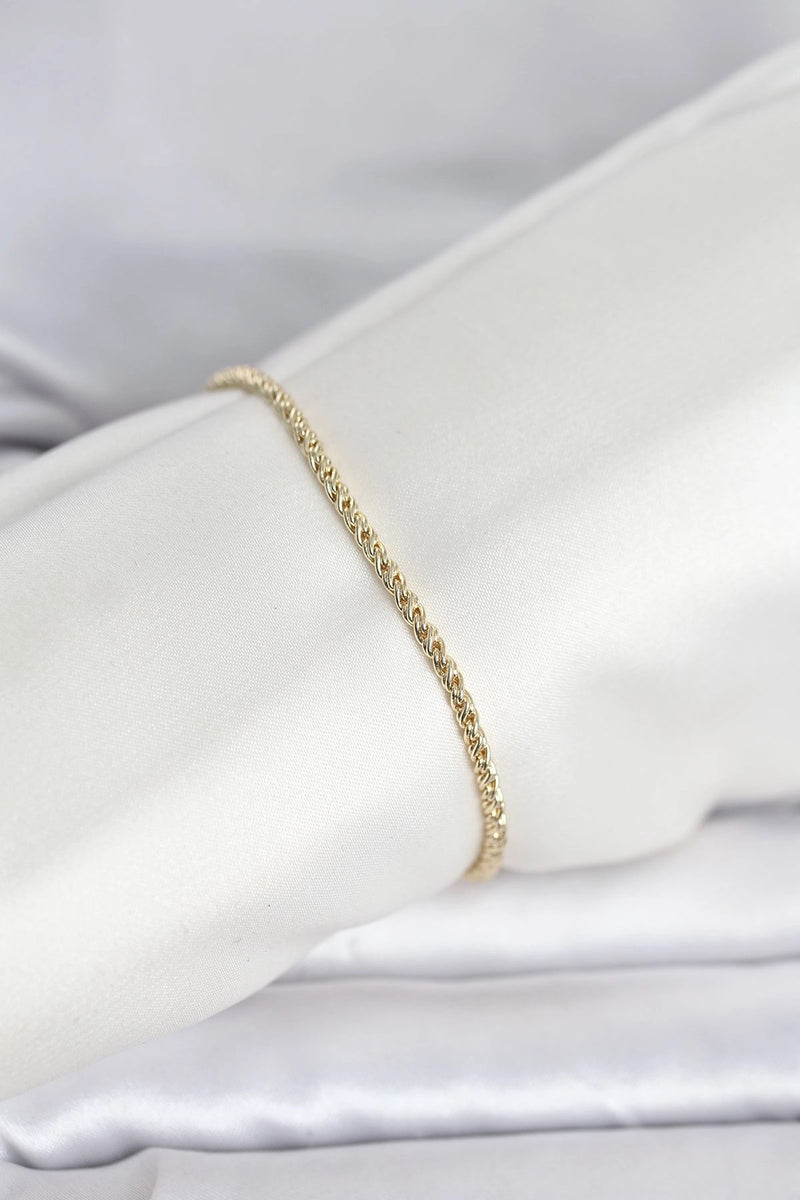 CM 14K Gold Renk Burgulu Zincir Model Kadın Bileklik