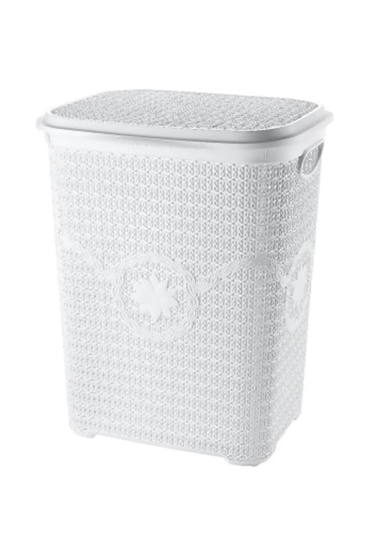 5 Parça Örgü Desenli Plastik Banyo Seti Çamaşır Sepeti Deterjanlık Klik Kovası Klozet Fırçası
