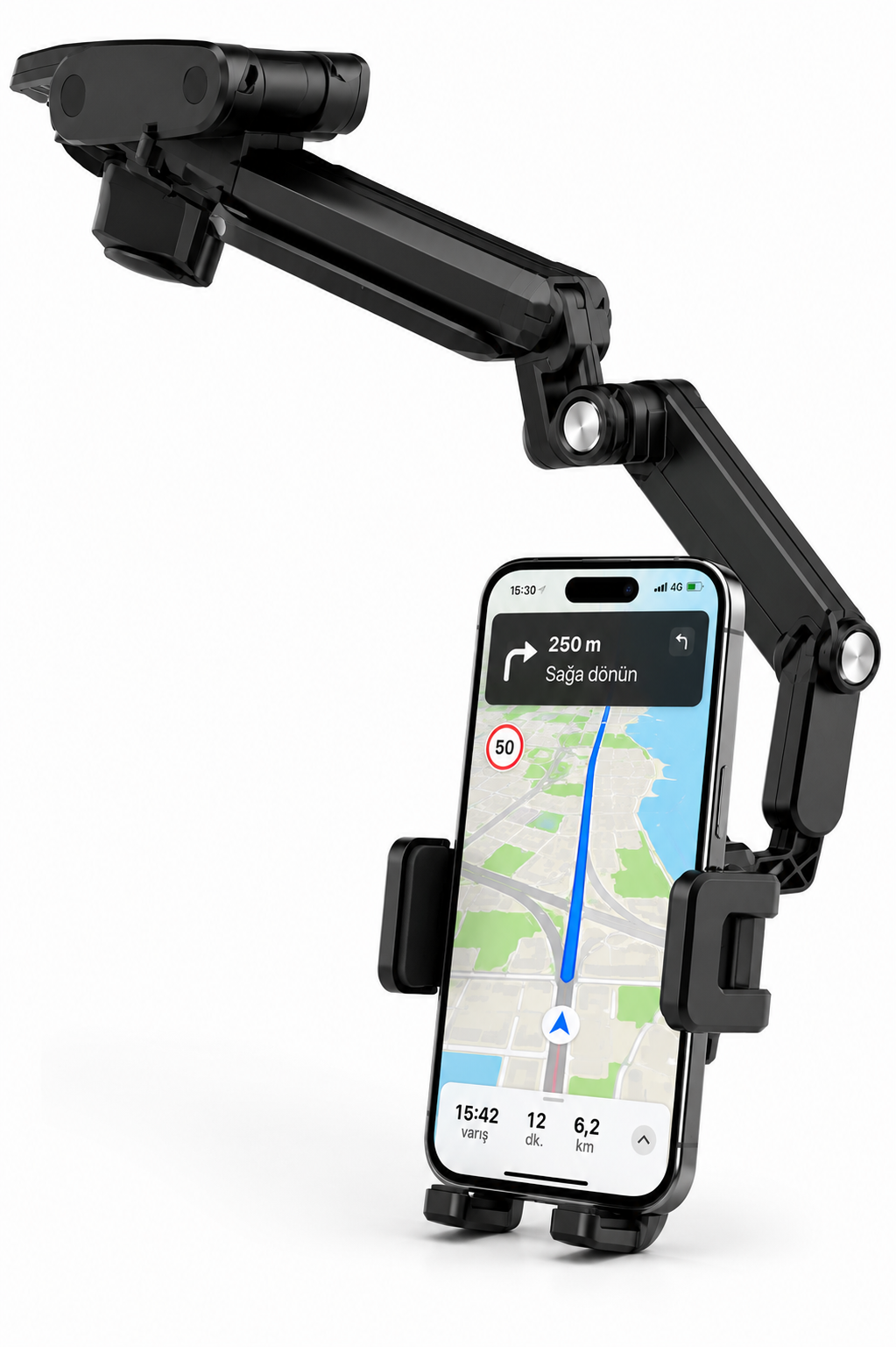 Araç İçi Dikiz Aynası Telefon Tutucu 360° Döner Ayarlanabilir Katlanabilir