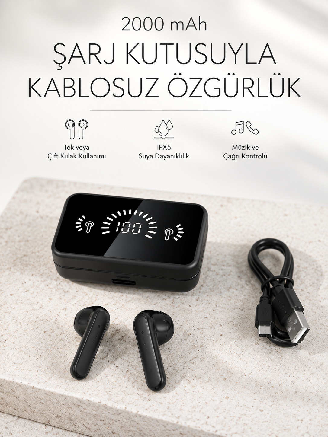 Bluetooth 5.1 Destekli bluetooth kulaklık – ANC ve Stereo Sesli