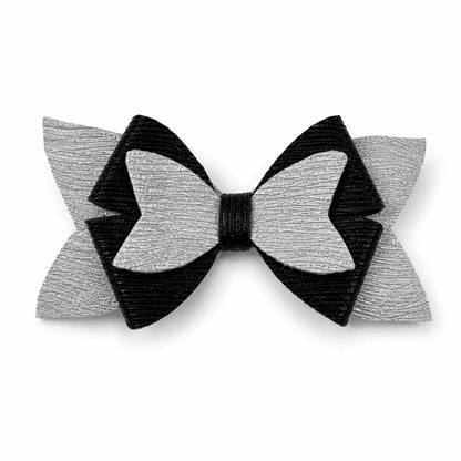 Glitter Detaylı Fiyonk Saç Tokası 11x5 Cm Siyah-gri