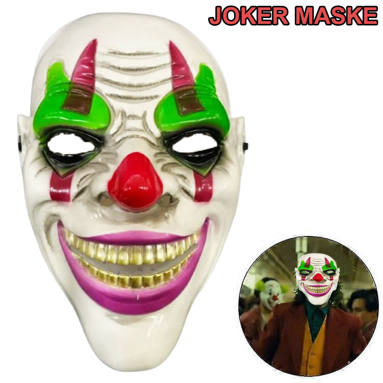Delirten Gülüş Palyaço Temalı Joker Maskesi (5643)