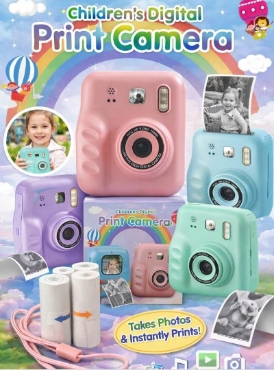 Dijital Fotoğraf Çıkaran Video Kaydedici Taşınabilir Anında Baskı Çıkaran Çocuk Kamerası Pembe