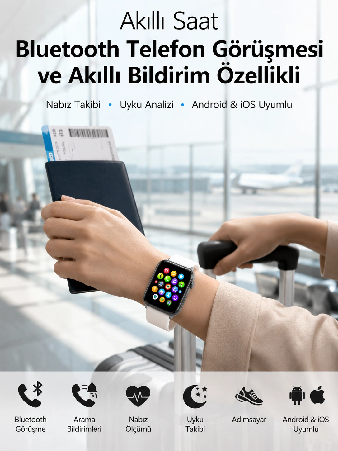 Dokunmatik Ekranı, Bluetooth Görüşme Desteği Ve Akıllı Bildirim Özellikleriyle Teknolojiyi Bileğinize Taşıyan Akıllı Saat