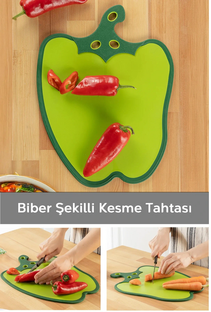 Dolma Biber Figürlü Kaydırmaz Kesme Tahtası Doğrama Panosu