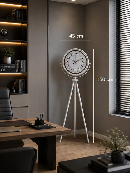 Klasik Rakamlı Beyaz Tripod Ayaklı Saat