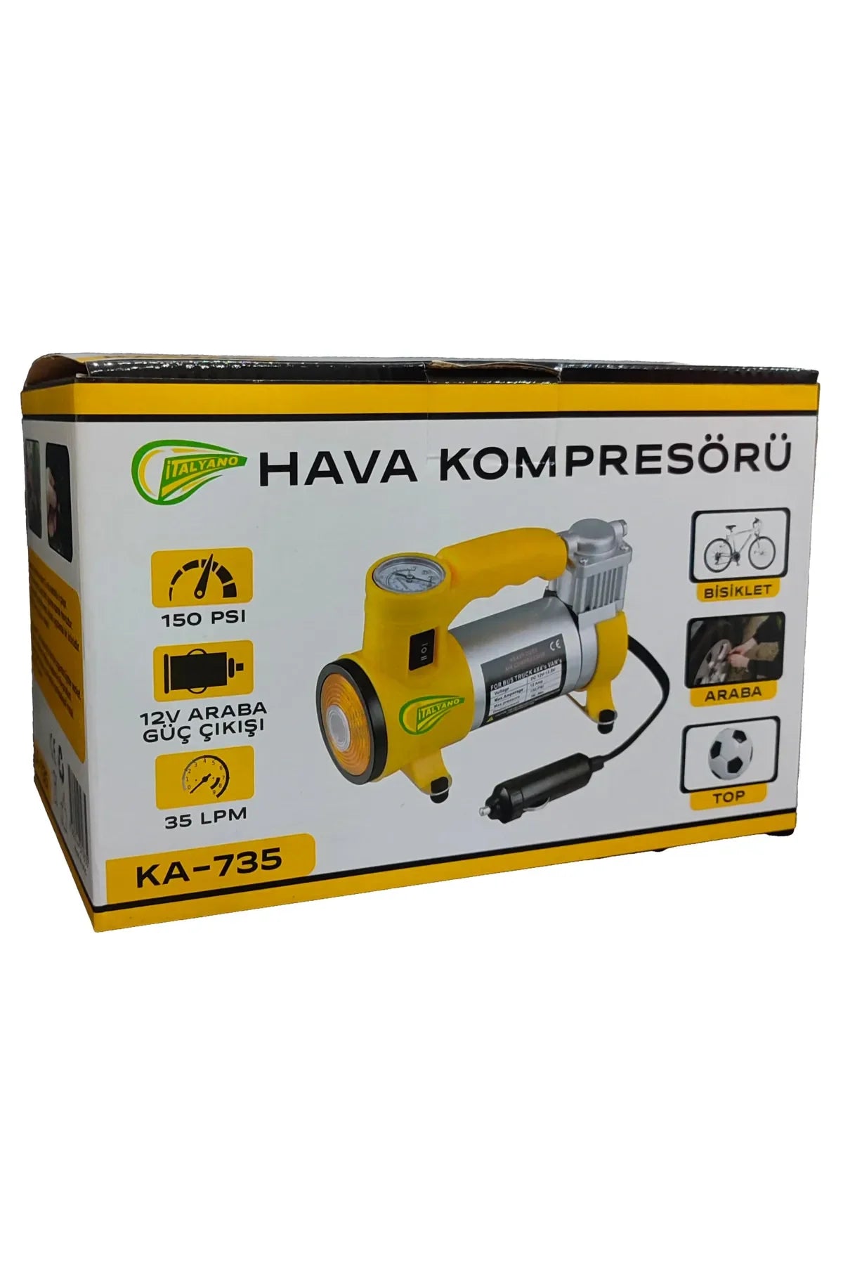 Elektrikli Araba Lastik Şişirme / 150 PSI - 12V / Taşınabilir Metal Hava Kompresörü